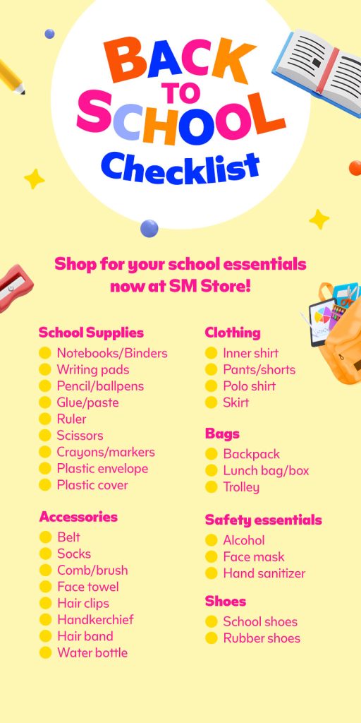 back to school checklist sm store